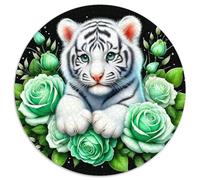 Vibrant Tiger 1000 Pieces The Wise Tiger Jigsaw Puzzle Round DIY Unique Education Games for Adults Kid 1000pcs (67.5x67.5cm)