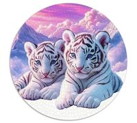 Vibrant Tiger 1000 Pieces The Wise Tiger Jigsaw Puzzle Round DIY Unique Family Game for Adults Kid 1000pcs (67.5x67.5cm)