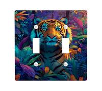 Vibrant Tiger Light Switch Cover Plates/Outlet Covers, Bold Orange Jungle Design for Wall Accents, Thermoplastic Wall Plates, Standard Size Double Toggle