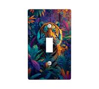 Vibrant Tiger Light Switch Cover Plates/Outlet Covers, Bold Orange Jungle Design for Wall Accents, Thermoplastic Wall Plates, Standard Size Single Toggle