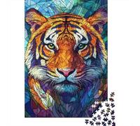 Vibrant Tiger Mosaic 1000-Piece Puzzle for Adults, 70x50cm/1000pcs; Low-dust White Pieces for Sorting; An At-home Challenge for Leisure Time