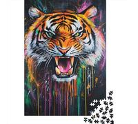 Vibrant Tiger Roar 1000-Piece Puzzle for Adults, 70x50cm/1000pcs; Low-dust White Pieces for Sorting; An At-home Challenge for Leisure Time