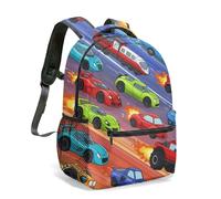 Vibrant Transportation Backpack 16 Inch Flat Illustration Print Cars Trains Airplanes Vehicle Pattern Rucksack for Travel (12)
