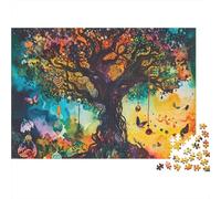 Vibrant Tree Art 1000-Piece Recycled Cardboard Psychedelic Fantasy Style Puzzle, Educational Decompression, Personalised Gift, Wall Decor & Home Leisure 52x38cm/1000pcs