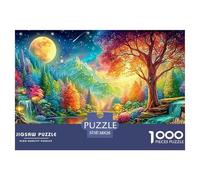 Vibrant Tree, Full Moon, River, And Colorful Mountains in A Starry Night 1000Pc Jigsaw Puzzle Multicolor Style - Premium Quality, Great for Adults & Kids 38x26cm/1000pcs