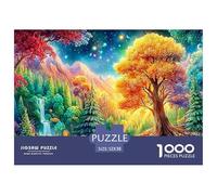 Vibrant Trees, Mountains, Waterfall Under A Starry Sky 1000-Piece Jigsaw Puzzle Multicolor Style - Challenging Game for Men, Women & Elders 52x38cm/1000pcs