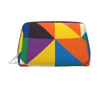 Vibrant Triangle Mix Print Portable Makeup Bag for Women,Travel Wash Bag, Can Hold Makeup Brushes and Toiletries