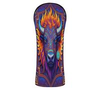 Vibrant Tribal Bull Fire Art Print Golf Head Cover Waterproof Headcover with Interchangeable No. Tags for Driver, Fairway Wood Hybrid