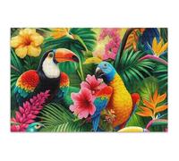 Vibrant Tropical Birds Parrot Leaves Jigsaw Puzzles for Adults 1000 Pieces Flower Animal Print Custom Hard Puzzle Game Tech Gifts, 29.5x19.7 Inch