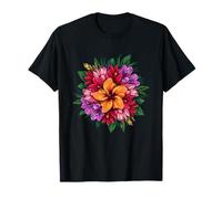 Vibrant Tropical Flower Bouquet Hibiscus Lily T-Shirt