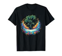 Vibrant Tropical Island Beach Ocean Coral Waves T-Shirt