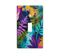 Vibrant Tropical Light Switch Cover Plates/Outlet Covers, Bold Colorful Leaves for Home Decor, Thermoplastic Wall Plates, Standard Size Single Toggle