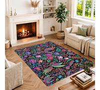 Vibrant Tropical Peacock Floral Art Bohemian Area Rug 4' X 6' | Vivid Floral Botanical Motifs, Ornate Paisley Swirls, Multicolor Exotic Bird Imagery, Eclectic Entryway Accents