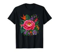 Vibrant Tropical Peony and Exotic Flowers T-Shirt