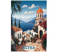 Vibrant Tropical Poster Art Of Altea Spain - Retro Europe Travel Poster A4 Size Vintage Wall Art Print of Famous European Destinations Ideal for Home or Office Decor