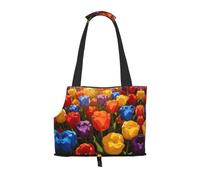 Vibrant Tulip Field Print Dog Purse Carrier for Small Dogs and Cats