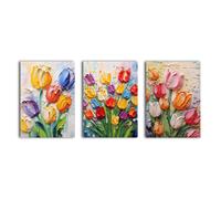 Vibrant Tulips 3 Panel Canvas Wall Art. simpa Multi One Size