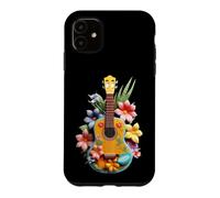 Vibrant Ukulele Tropical Flowers Music Player Case for iPhone 11