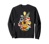 Vibrant Ukulele Tropical Flowers Music Player Sweatshirt