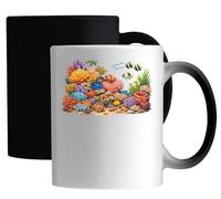 Vibrant Underwater Coral Reef Scene Ceramic Magic Mug White
