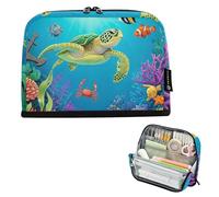 Vibrant Underwater Sea Turtle Creatures Big Pencil Pouch Zipper Pencils Case Pencil Bag Storage Boys Pen Bags Teen Girls Special College High School Office Supplies