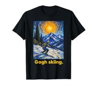 Vibrant Van Gogh Style Skiing Mountain Skier Art T-Shirt