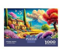 Vibrant Village 1000Piece JigsawPuzzlesItalian Village KidsforAdult Challenging Brainteasing Age12+byth Challenging The Impossible Difficult Game Uncover The Puzzle 70x50cm/1000pcs