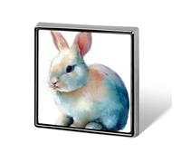 Vibrant Watercolor A Rabbit Unisex Brooches & Pins Square Lightweight Lapel Badge Jewelry for Clothing Shawl Hat
