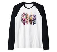 Vibrant Watercolor Floral Bloom Bouquet Art Raglan Baseball Tee