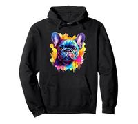 Vibrant Watercolor French Bulldog Dog Lover Art Pullover Hoodie