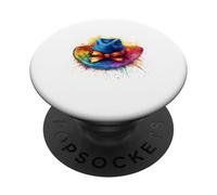 Vibrant Watercolor Hat Rainbow Paint Splatter PopSockets Adhesive PopGrip