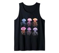 Vibrant Watercolor Jellyfish Aquatic Life Design Tank Top