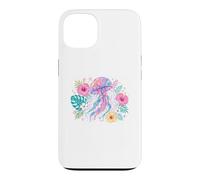 Vibrant Watercolor Jellyfish Tropical Floral Art Case for iPhone 13