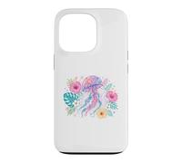 Vibrant Watercolor Jellyfish Tropical Floral Art Case for iPhone 13 Pro