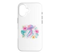 Vibrant Watercolor Jellyfish Tropical Floral Art Case for iPhone 16