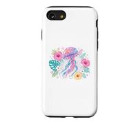 Vibrant Watercolor Jellyfish Tropical Floral Art Case for iPhone SE (2020) / 7/8