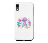 Vibrant Watercolor Jellyfish Tropical Floral Art Case for iPhone XR
