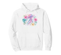 Vibrant Watercolor Jellyfish Tropical Floral Art Pullover Hoodie