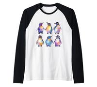 Vibrant Watercolor Penguins Cute Antarctic Wildlife Raglan Baseball Tee
