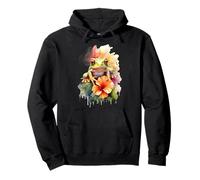 Vibrant Watercolor Red Eyed Tree Frog Tropical Flowers Art Pullover Hoodie