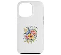 Vibrant Watercolor Rose Poppy Floral Design Case for iPhone 13 Pro