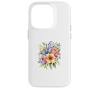 Vibrant Watercolor Rose Poppy Floral Design Case for iPhone 14 Pro