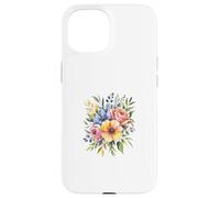 Vibrant Watercolor Rose Poppy Floral Design Case for iPhone 15