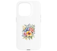 Vibrant Watercolor Rose Poppy Floral Design Case for iPhone 15 Pro