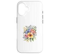 Vibrant Watercolor Rose Poppy Floral Design Case for iPhone 16