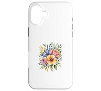 Vibrant Watercolor Rose Poppy Floral Design Case for iPhone 16 Plus