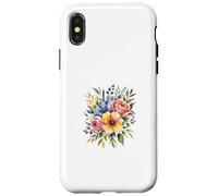 Vibrant Watercolor Rose Poppy Floral Design Case for iPhone X/XS