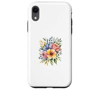 Vibrant Watercolor Rose Poppy Floral Design Case for iPhone XR