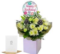 Vibrant White Rose and Gerbera Flower Bouquet - Green Chrysanthemum - Fresh Floral Arrangement (Birthday Gift)