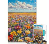 Vibrant Wildflower Field Jigsaw 1000 Pieces for Teenagers Mind Boost Fun Zero Gap Captivating Leisure for Cozy Indoors (38x26cm)